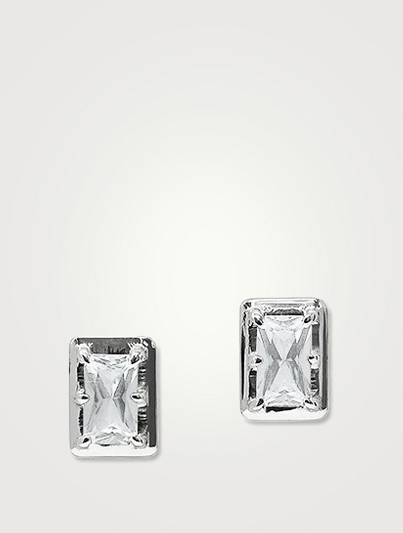 Classique Silver Melia Carré Stud Earrings With White Topaz