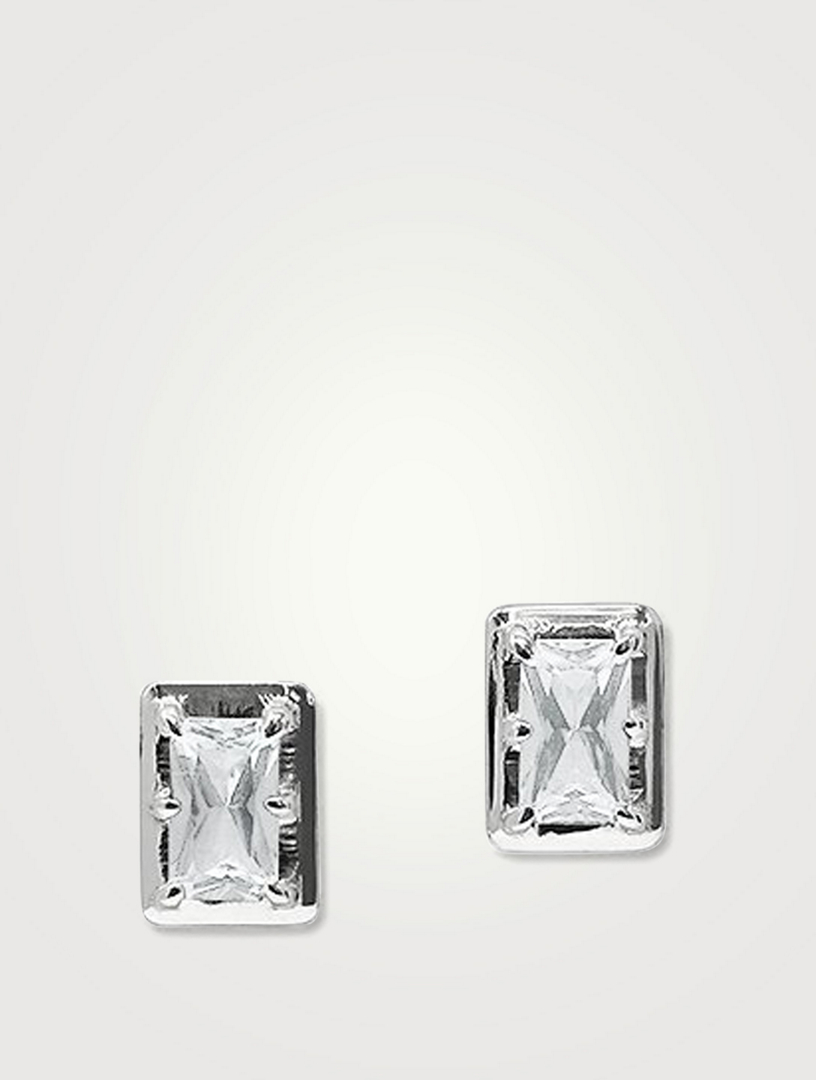 Classique Silver Melia Carré Stud Earrings With Topaz