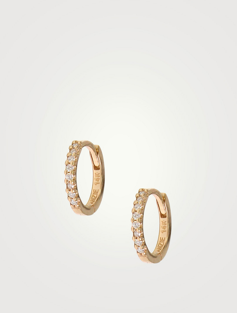 Classique 14K Gold Pavé Huggie Hoop Earrings With Diamonds