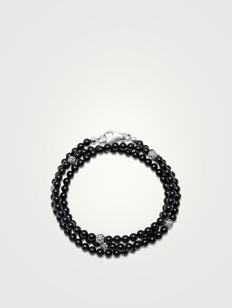 Beaded Wrap Around Bracelet With Matte Onyx