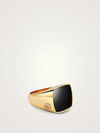 18K Gold Plated Signet Ring With Onyx