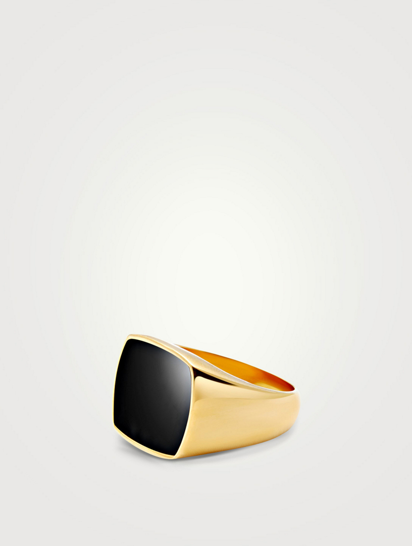 NIALAYA 18K Gold Plated Signet Ring With Onyx | Holt Renfrew
