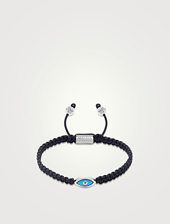 Braided String Bracelet With Silver Evil Eye Bead