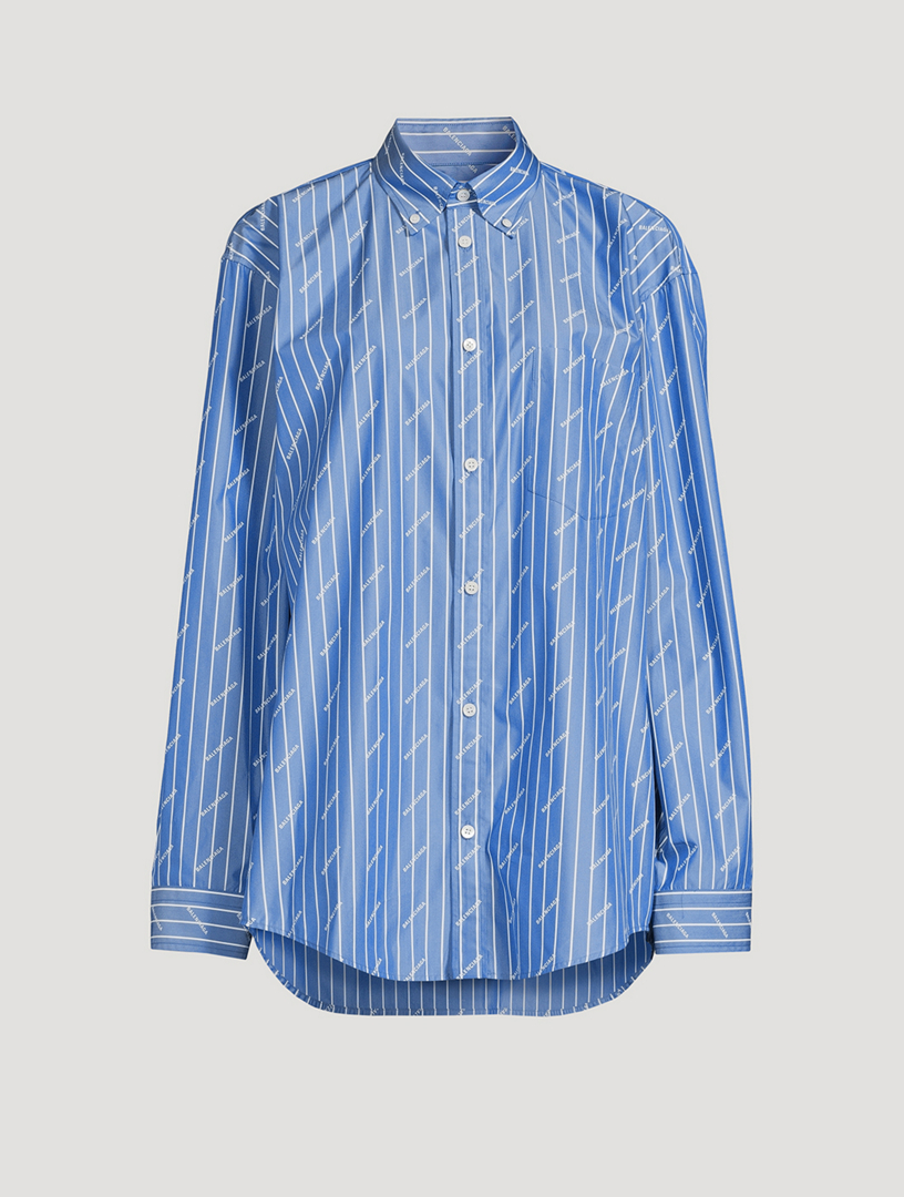 Logo Poplin Shirt In Pinstripe Print