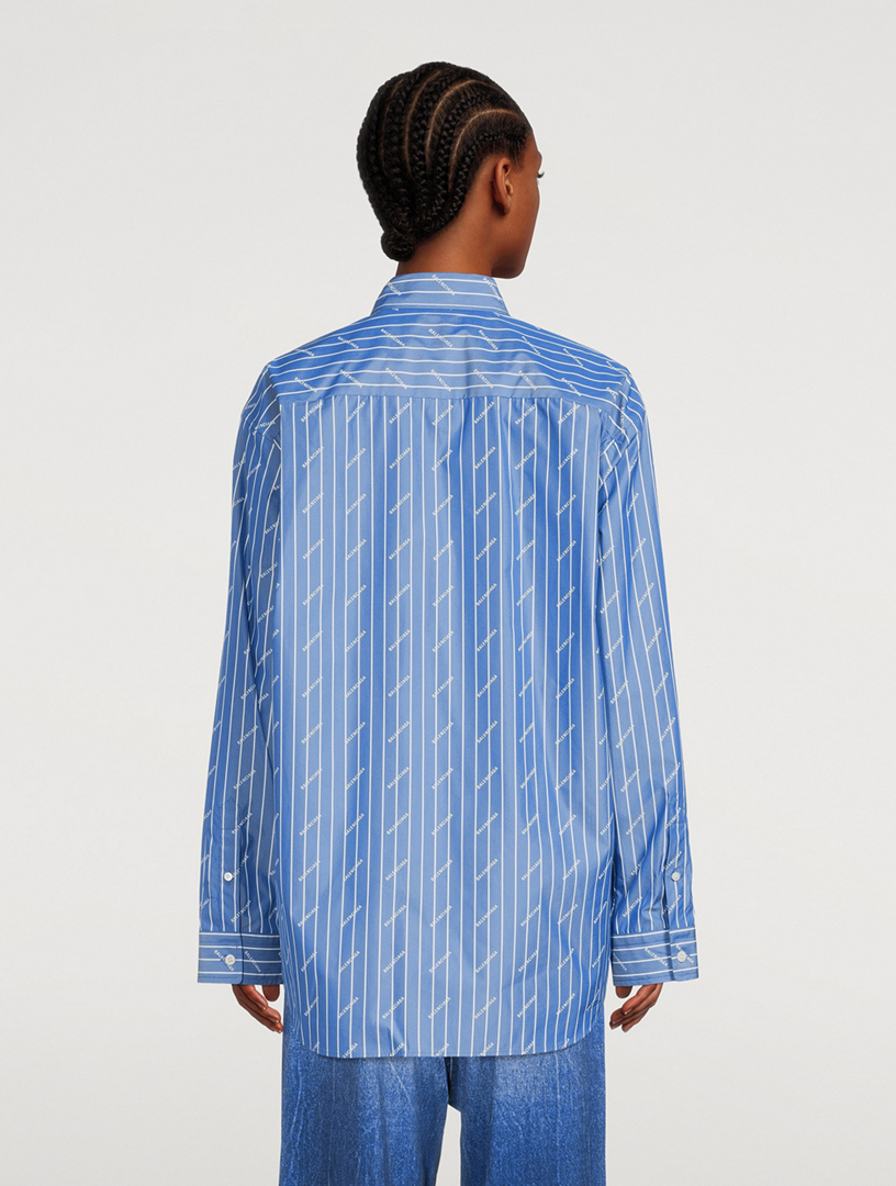 Logo Poplin Shirt In Pinstripe Print