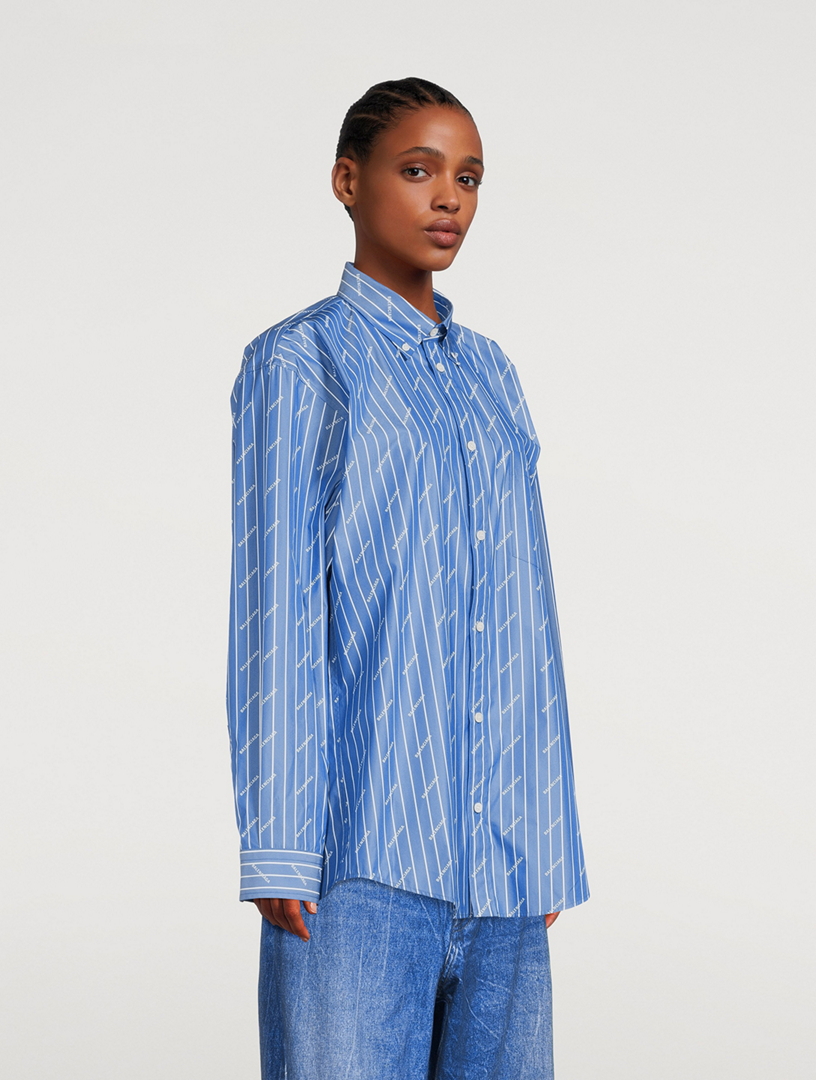 Logo Poplin Shirt Pinstripe Print