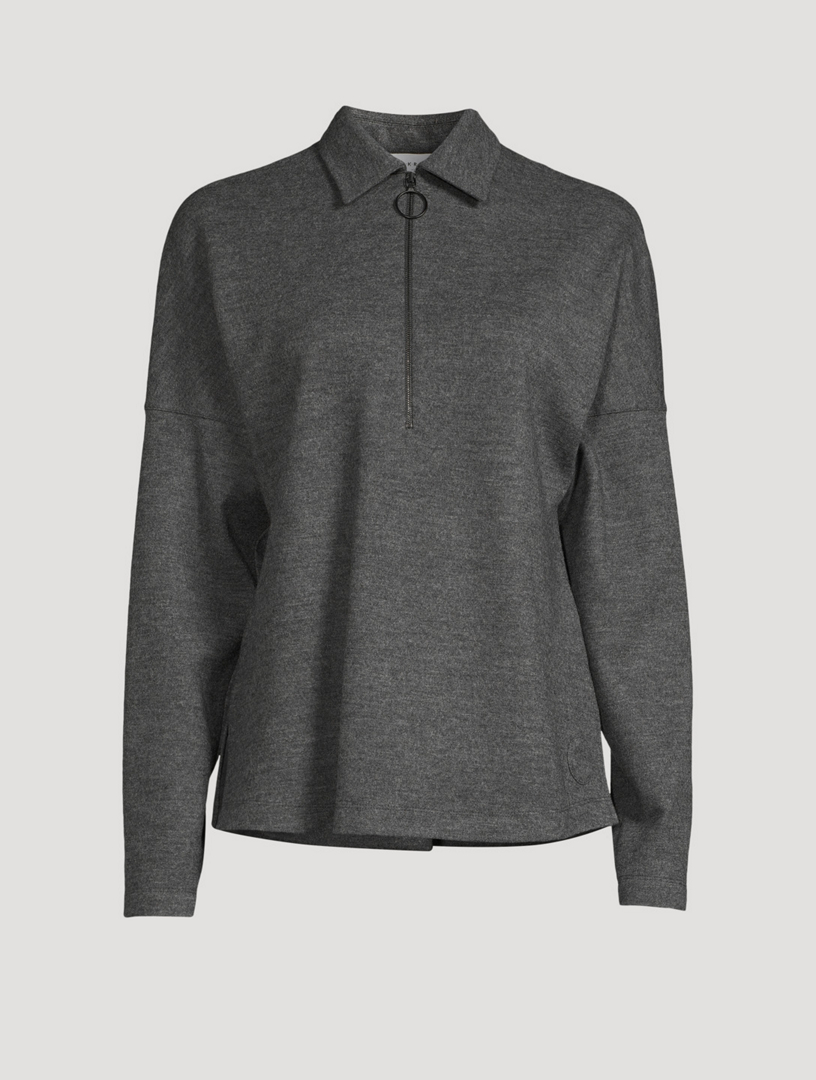Wool Jersey Zip Blouse
