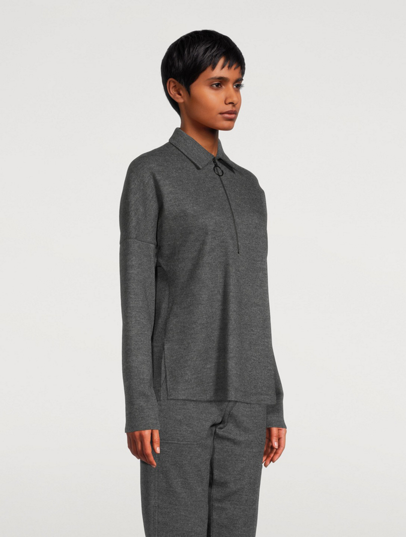 Wool Jersey Zip Blouse