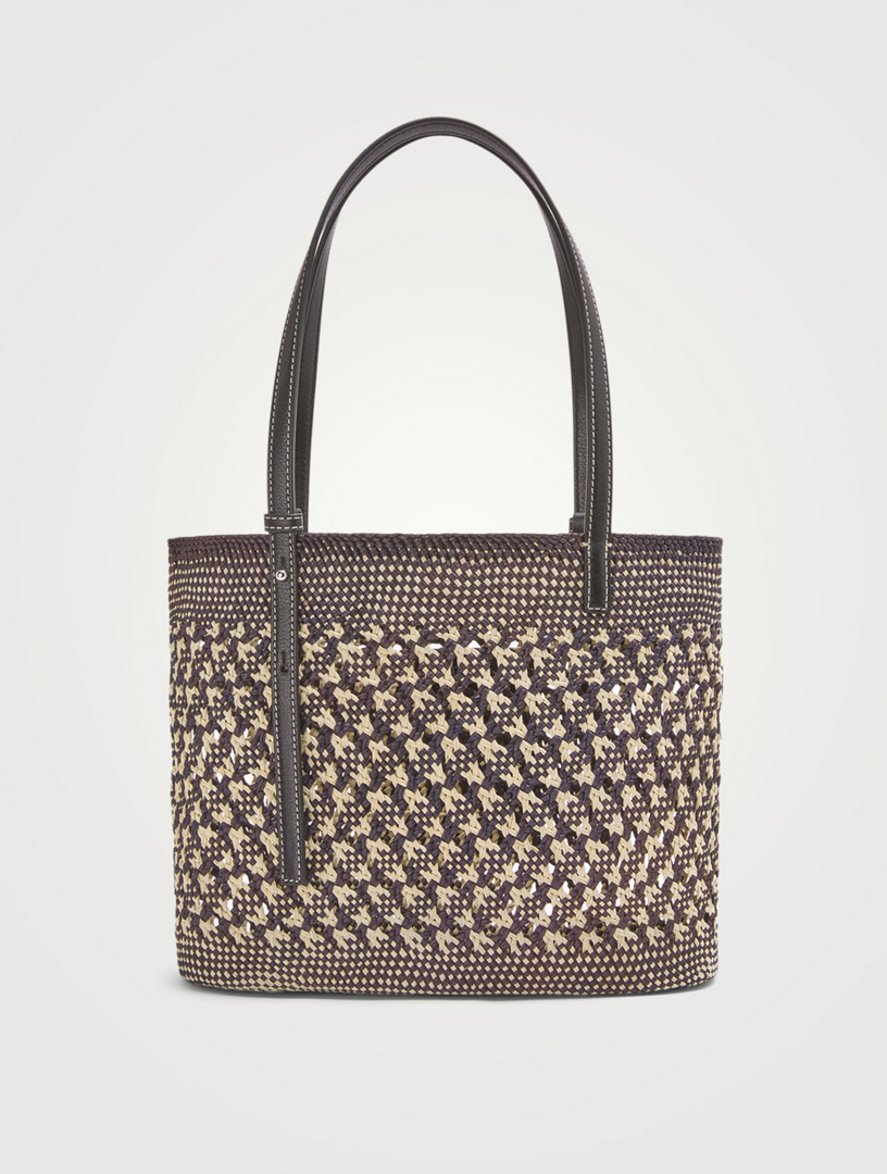 Paula's Ibiza Small Honeycomb Straw And Leather Square Basket Bag
