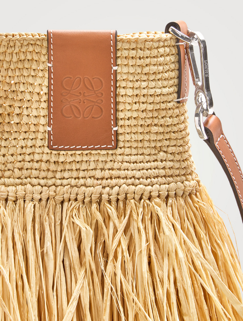 Loewe Paula's Ibiza Leather-trimmed Raffia Bucket Bag - Brown