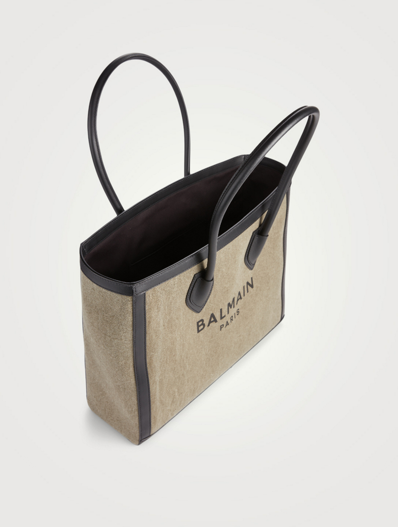 【関税込み】balmain B-ARMY 42' SHOPPING BAG B-Army 42 canvas tote bag with leather details - Women | BALMAIN