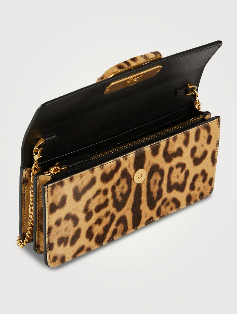 Valentino Leopard Printed Leather Vltn Crossbody Wallet Bag