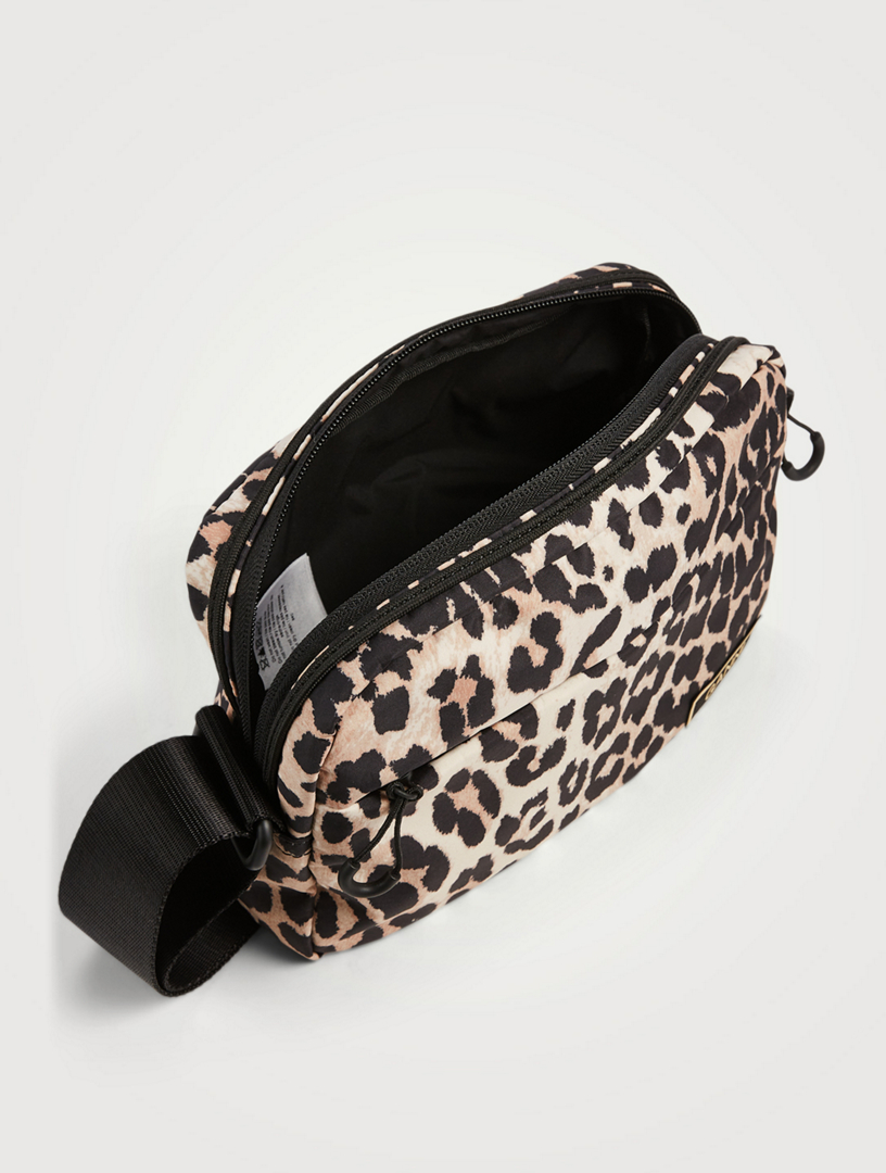 GANNI Festival Recycled Tech Fabric Crossbody Bag In Leopard Print