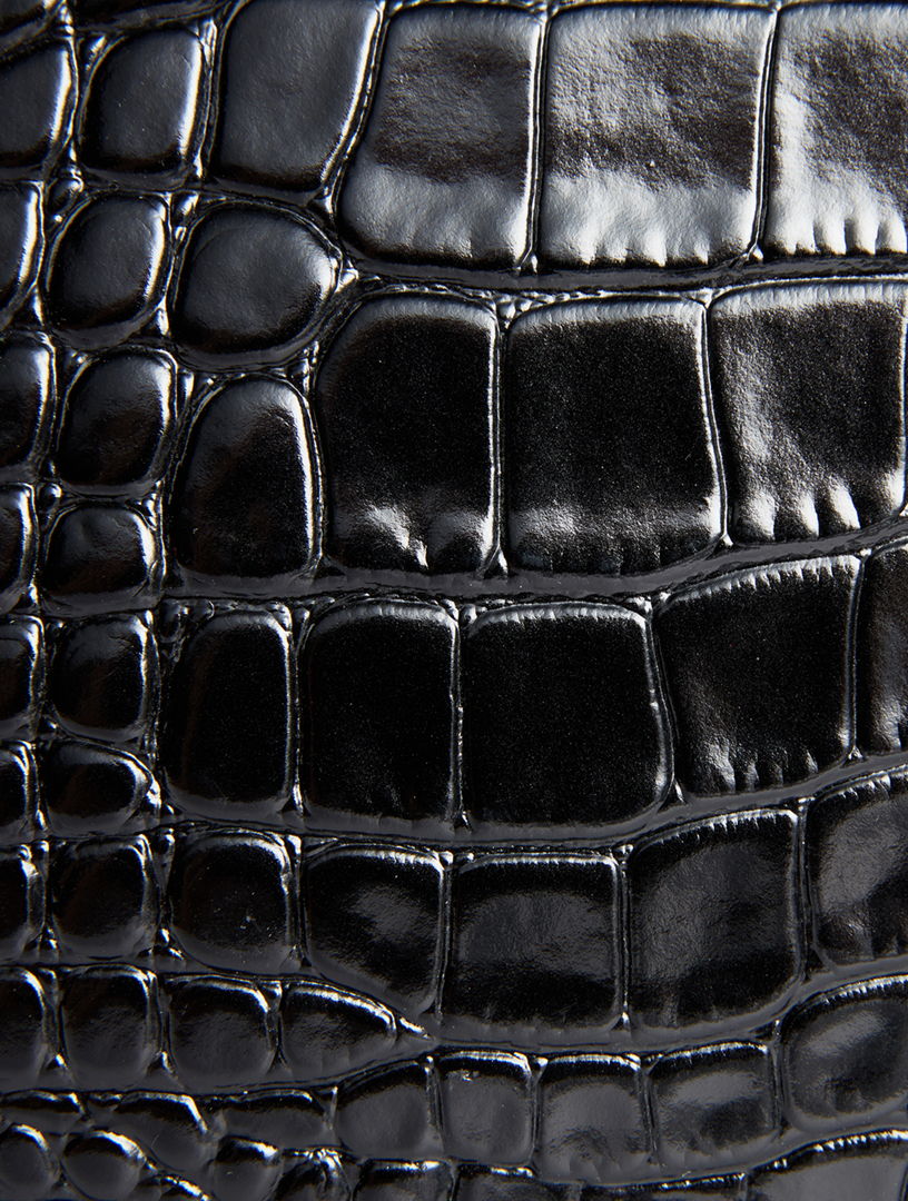 Hourglass Croc-Embossed Leather Top Handle Bag