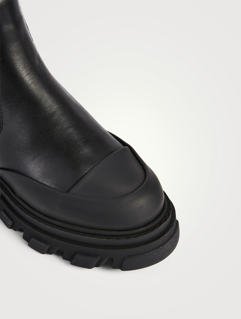 ショートブーツ・ブーティ Ganni FW25 Black leather ankle boots (S3238 099) Faux leather biker boots in black - Ganni | Mytheresa