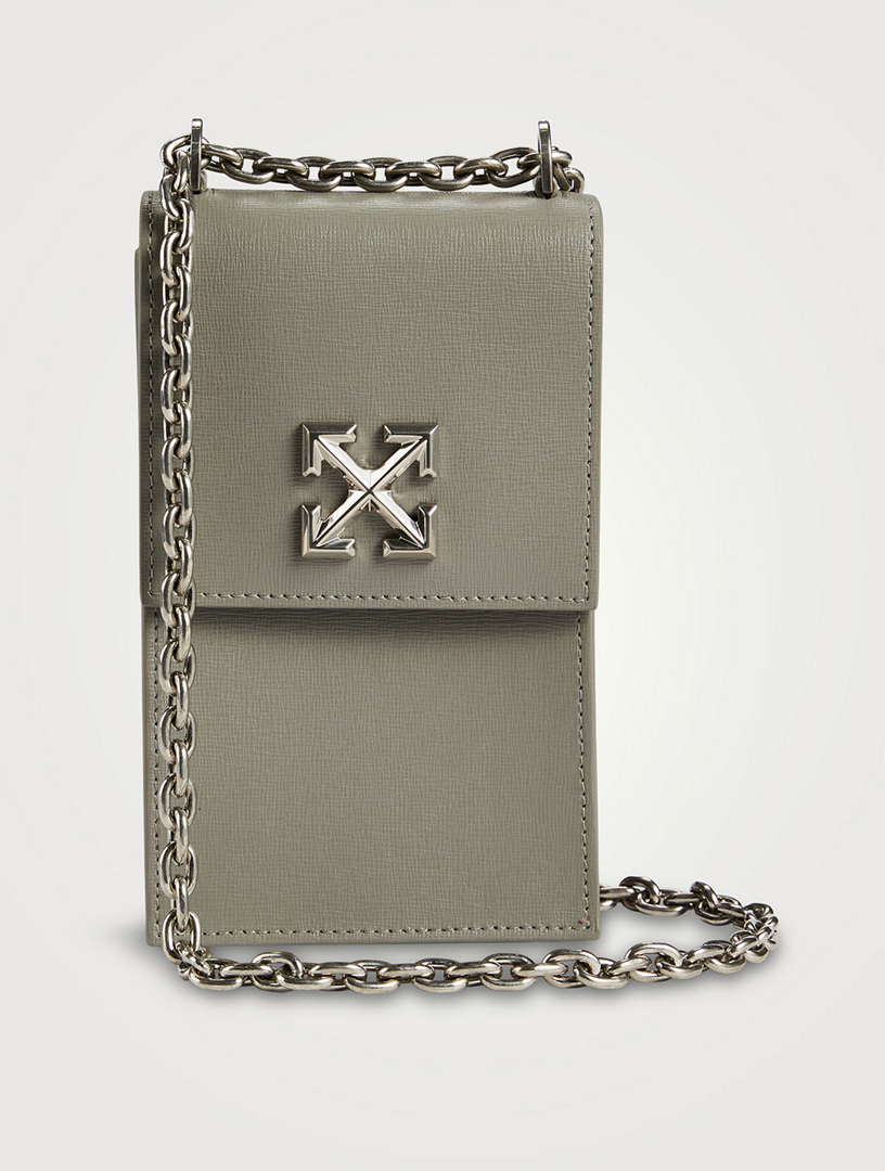 Jitney Leather Wallet On Chain in Black - Off White