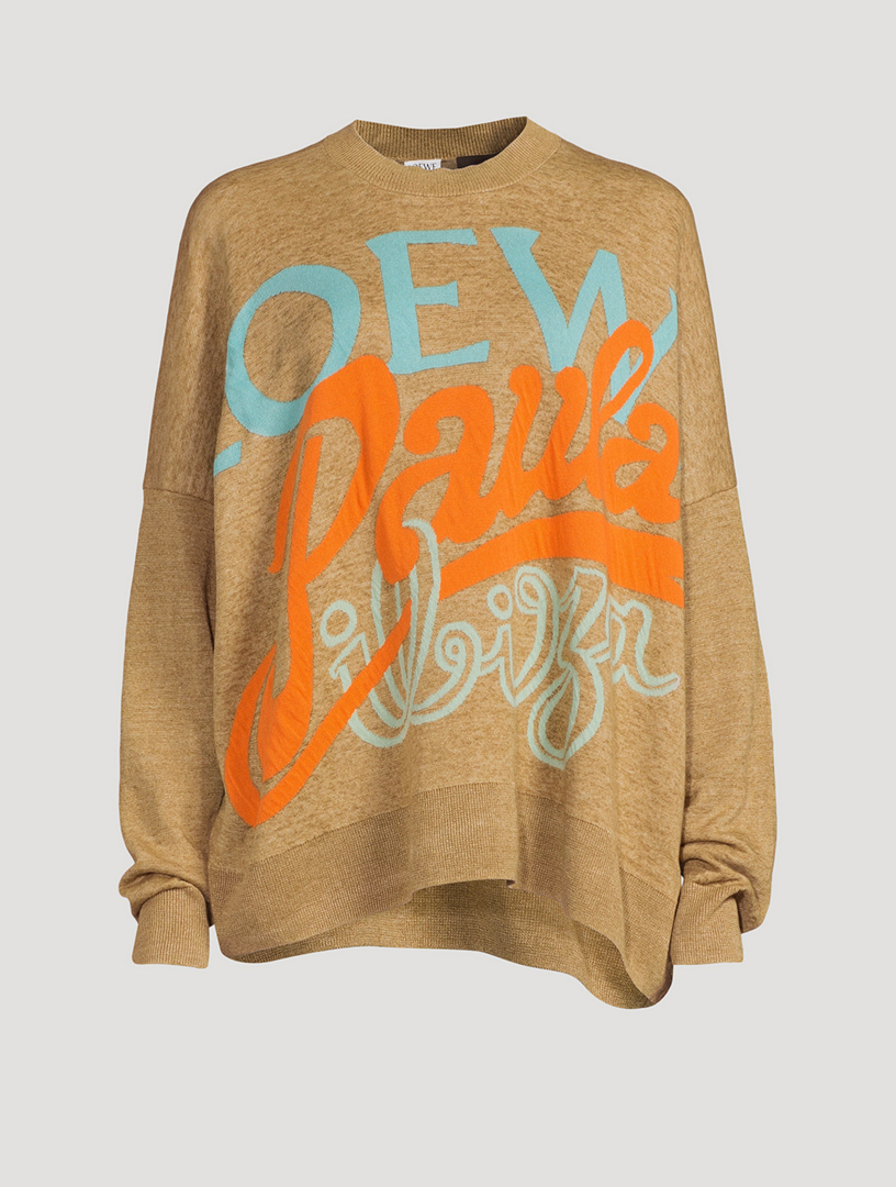 LOEWE Paula's Ibiza Linen-Blend Logo Sweater | Holt Renfrew