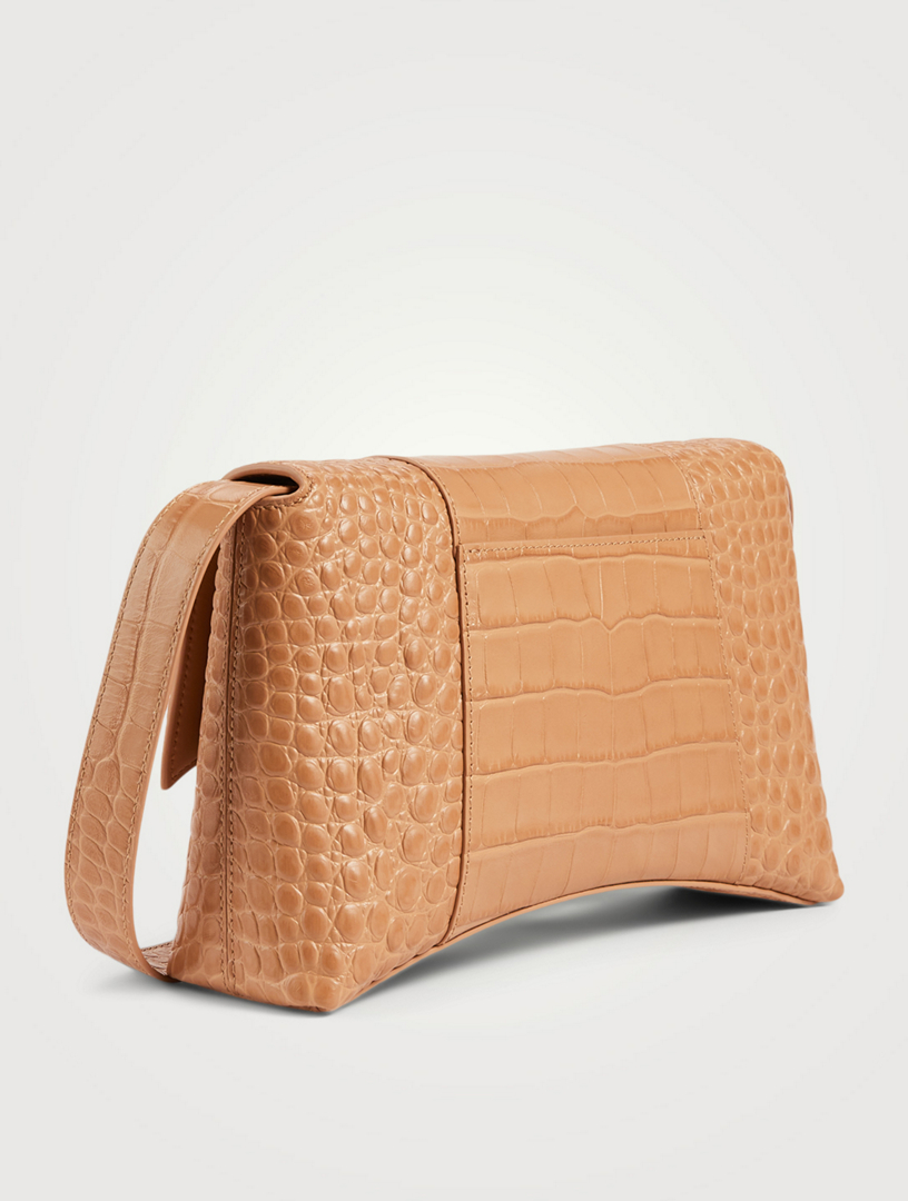 BALENCIAGA XS Downtown Croc-Embossed Leather Shoulder Bag | Holt Renfrew