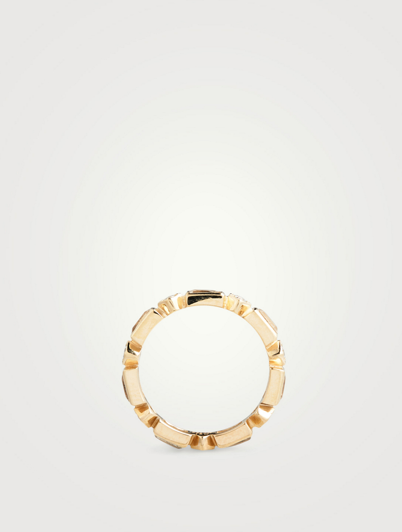 Cléo 14K Gold Geometric Baguette Ring With White Topaz And Diamonds