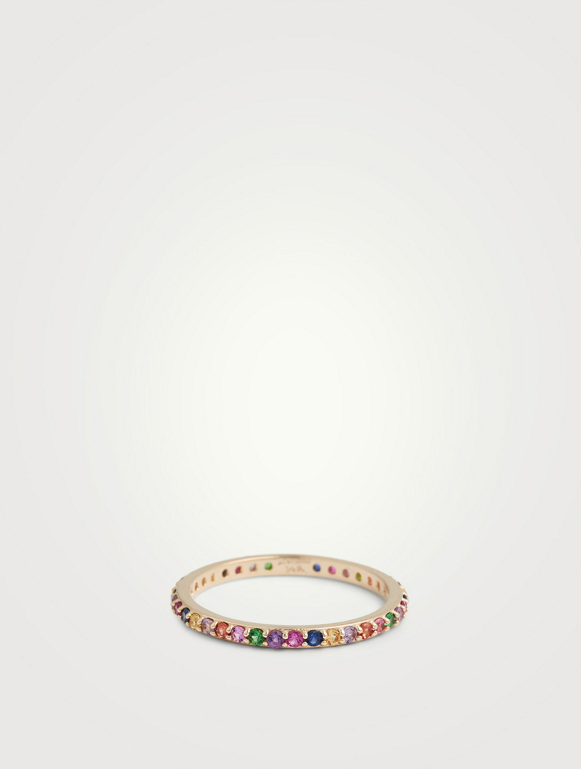 Classique 14K Gold Pavé Rainbow Eternity Band With Sapphires