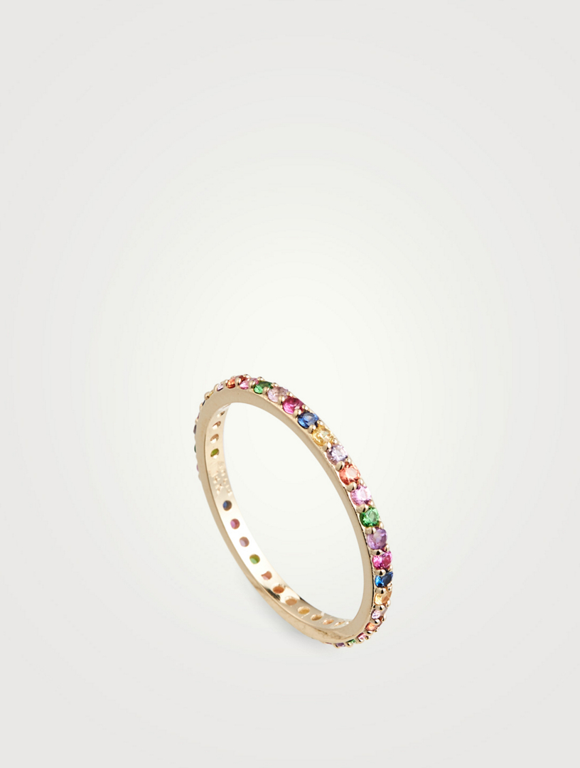 Classique 14K Gold Pavé Rainbow Eternity Band With Sapphires