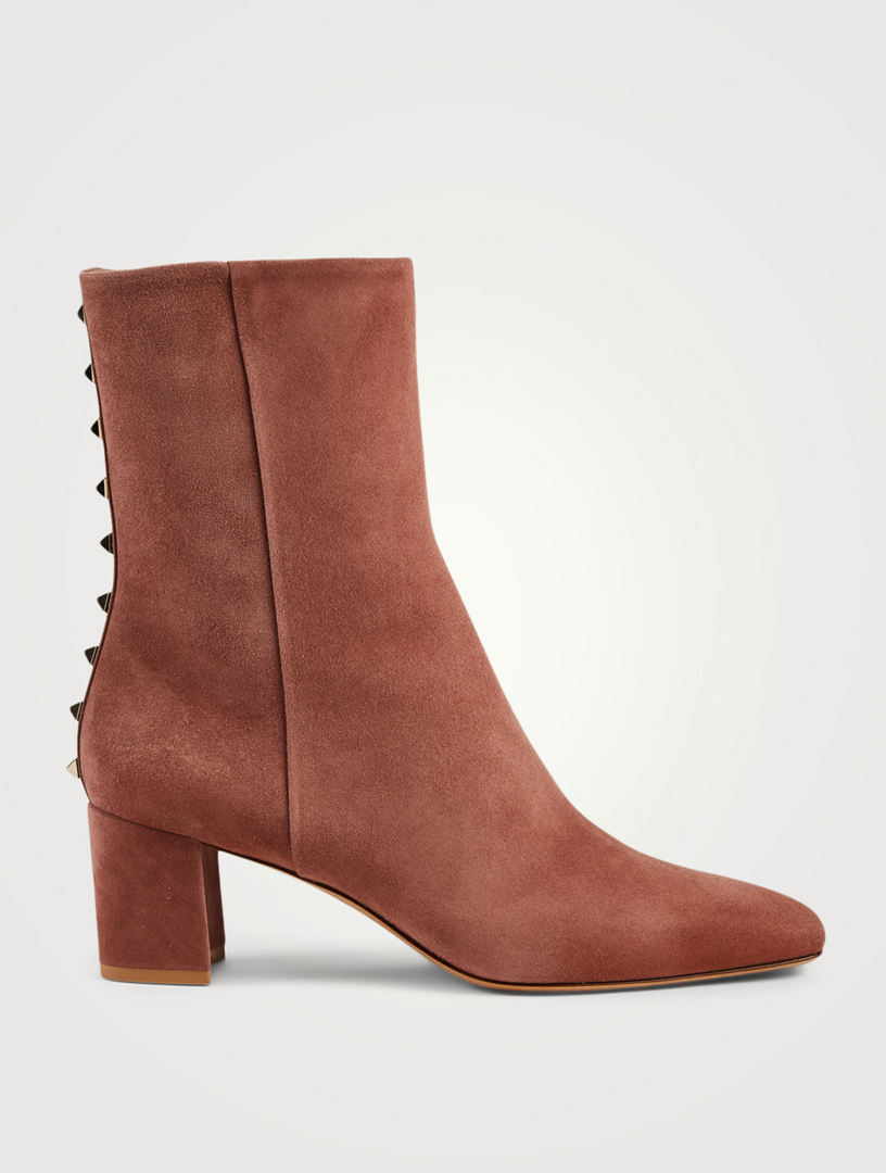 VALENTINO GARAVANI Rockstud Suede Heeled Ankle Boots Holt Renfrew