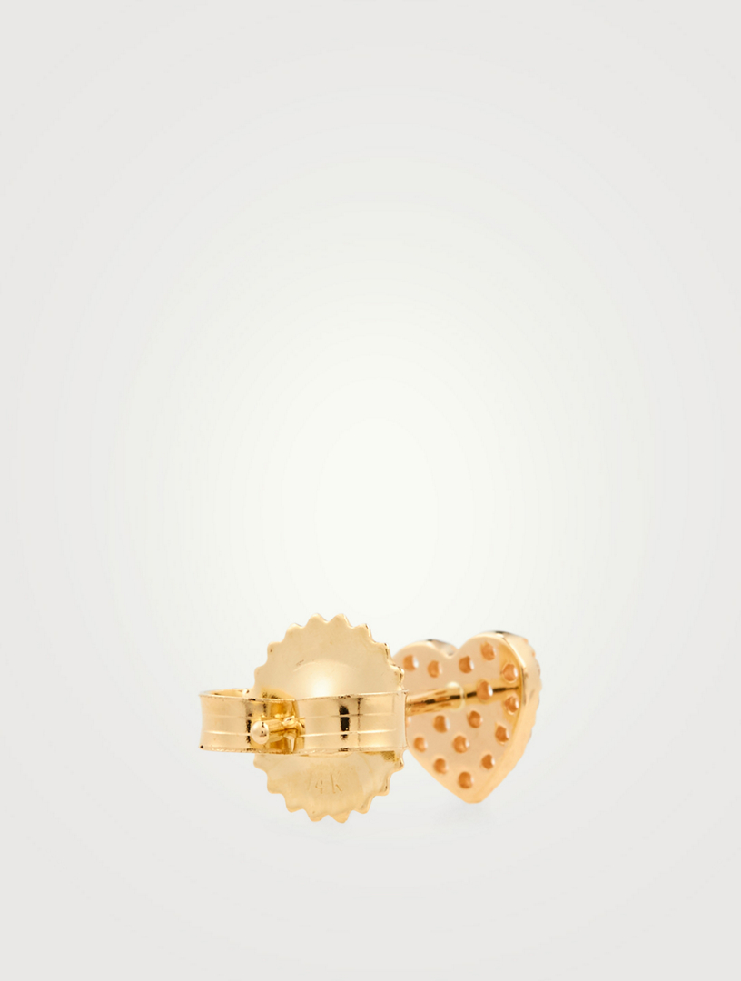 Love Letter 14K Gold Heart Stud Earring With Diamonds