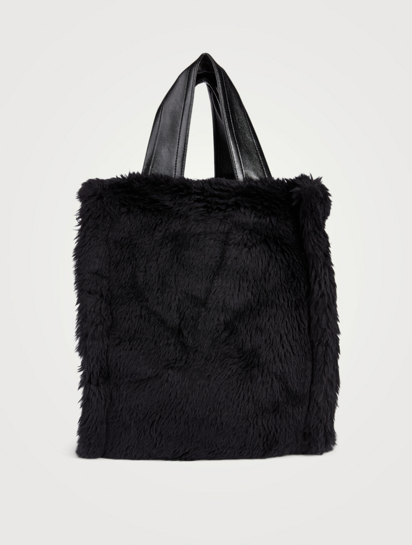 Black fur tote bag clearance