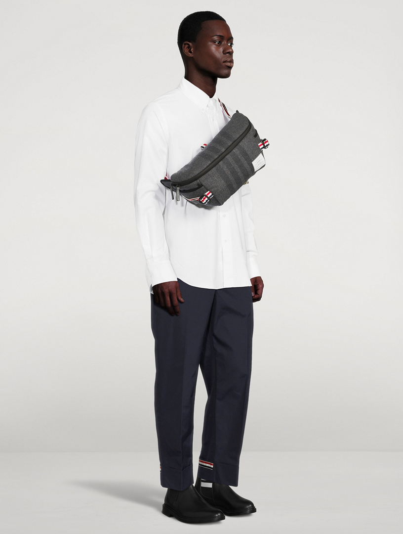 Double Face Melton 4-Bar Oversized Belt Bag