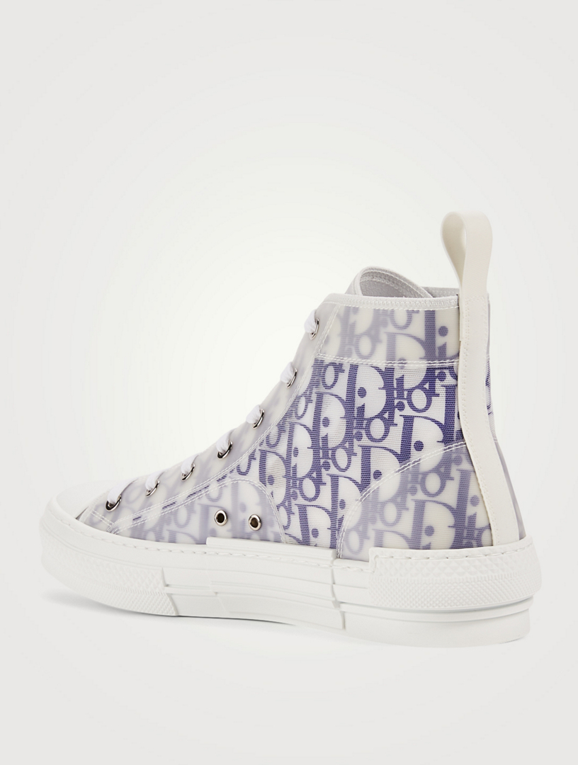 B23 Dior Oblique Canvas High Top Sneakers With Kenny Scharf Embroidered Patches