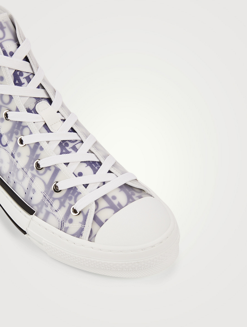 B23 Dior Oblique Canvas High Top Sneakers With Kenny Scharf Embroidered Patches