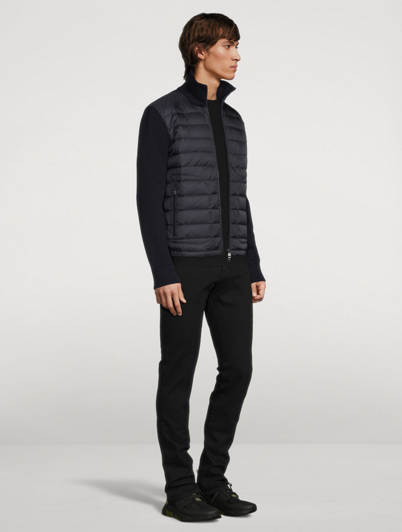 Wool-Blend Quilted Zip Cardigan