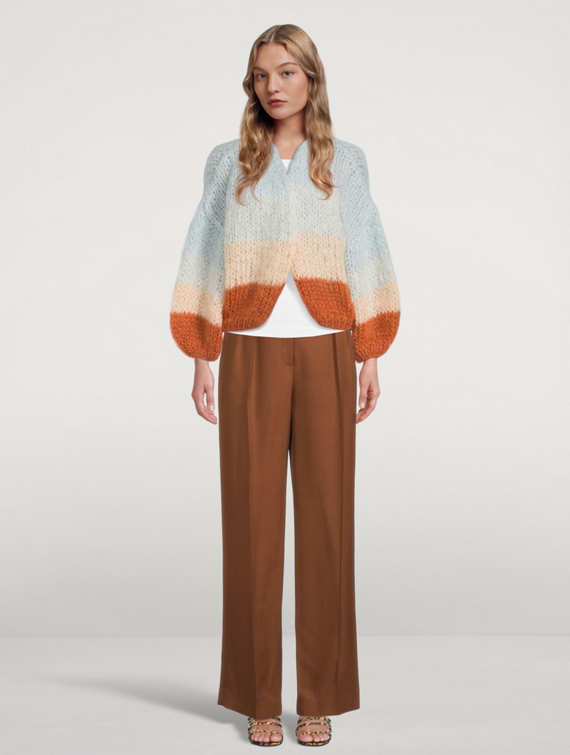 Big Colourblock Mohair Bomber Cardigan