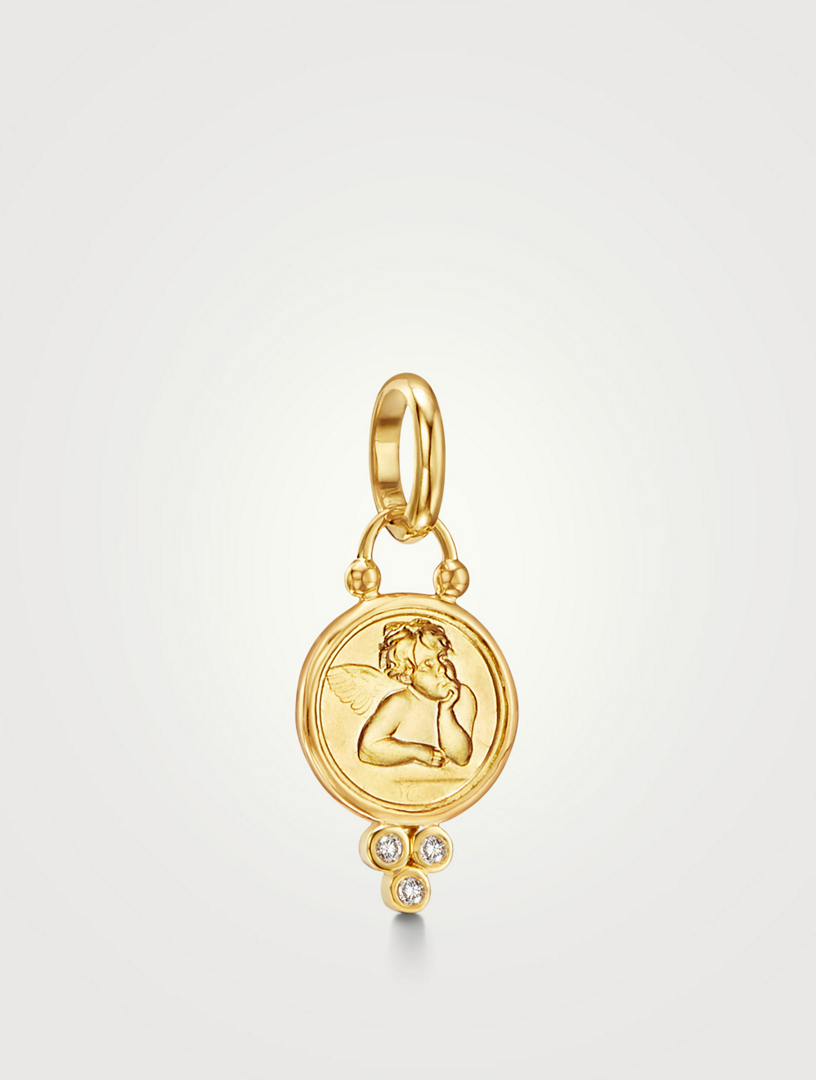 18K Gold Angel Pendant With Diamonds