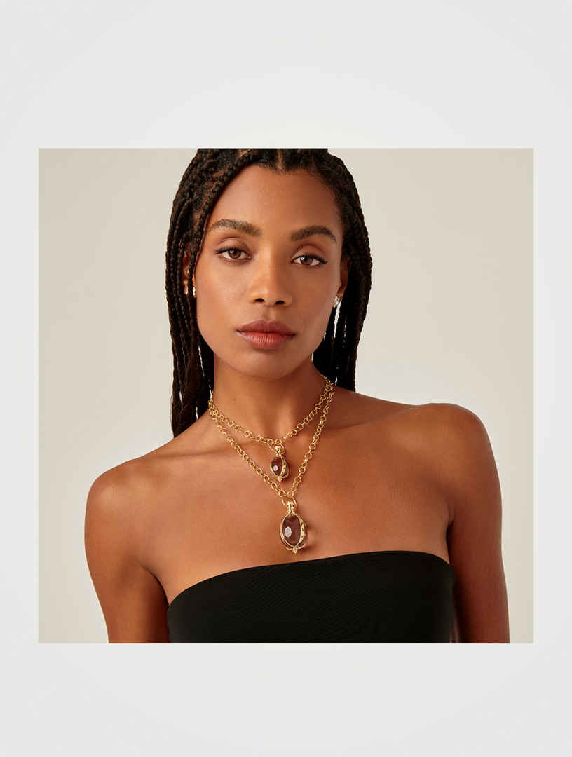 18K Gold Astrid Crystal Amulet Pendant With Diamonds