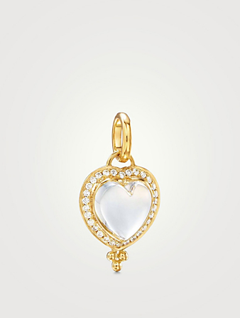 18K Pavé Rock Crystal Heart Pendant With Diamonds