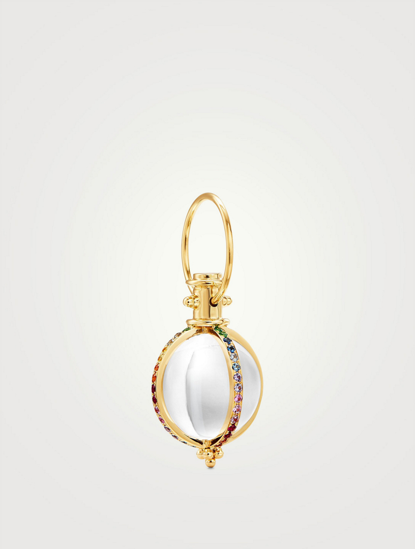 18K Classic Rainbow Crystal Amulet With Sapphire