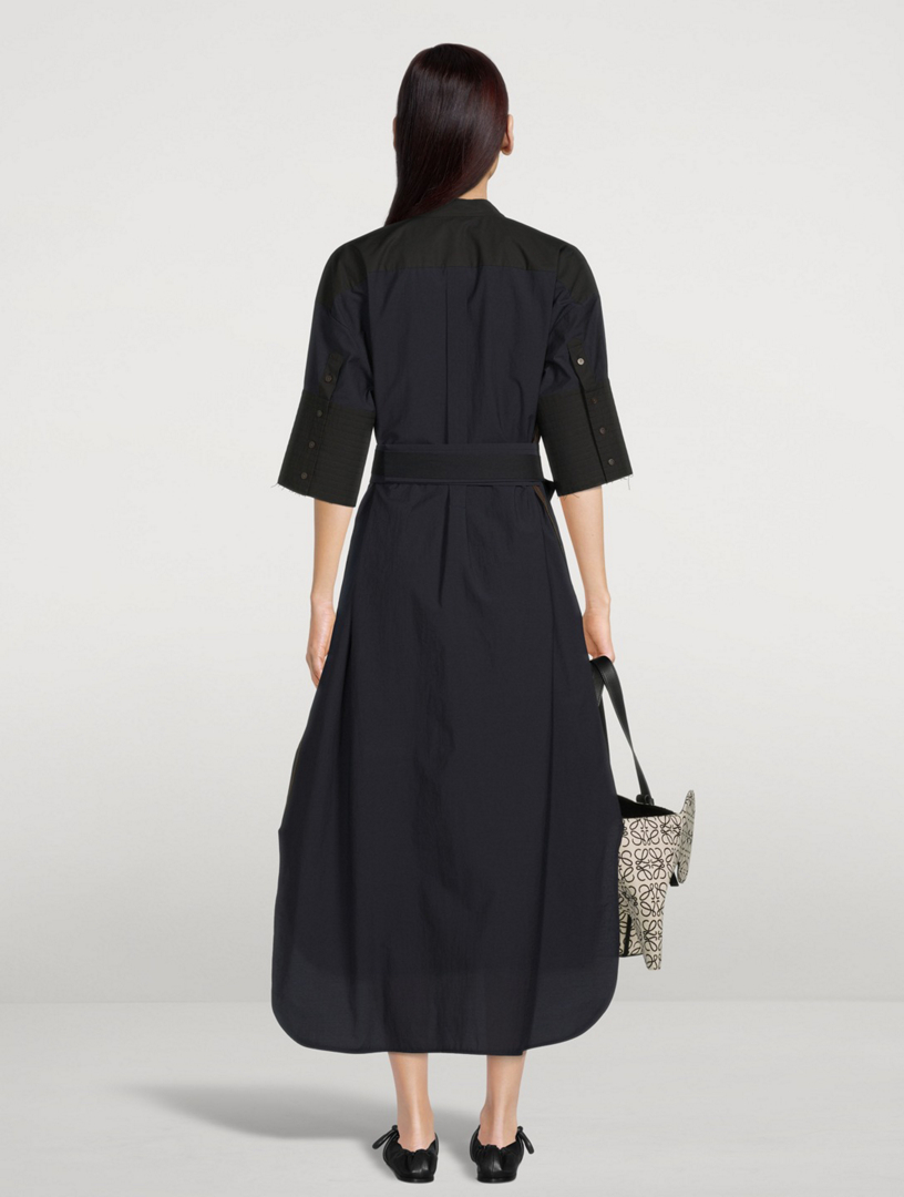 Cotton Belted Midi Shirt Dress