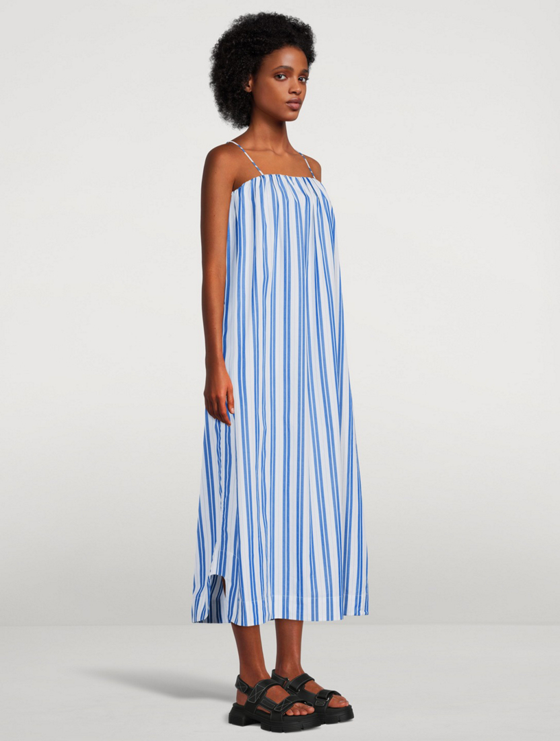 ganni striped maxi dress Ganni Light Chiffon Striped Halter Coverup Maxi Dress