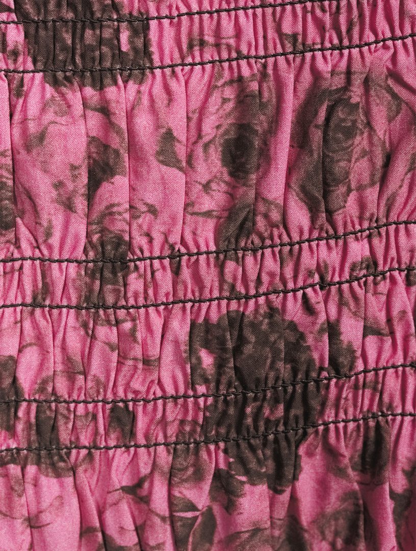 Printed Poplin Shirred Blouse