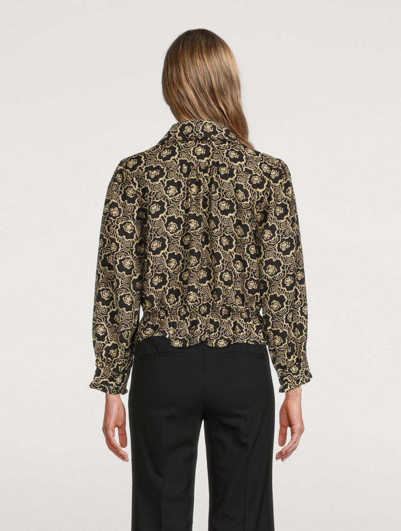 Gwen Long-Sleeve Crop Top Floral Print