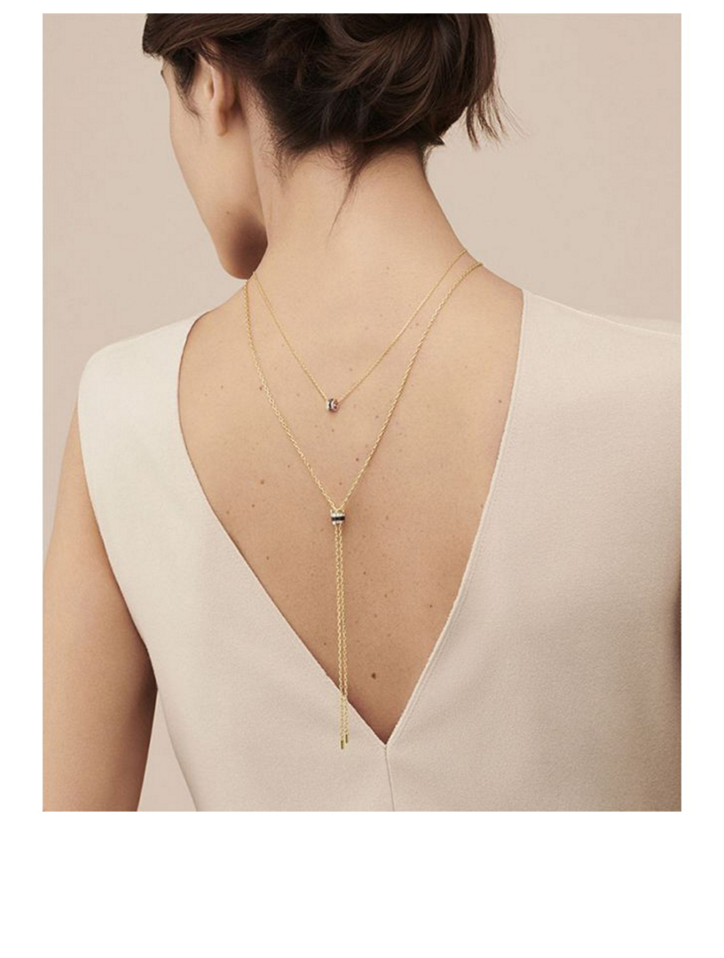 Small Quatre Classique Gold Tie Necklace With PVD And Diamonds