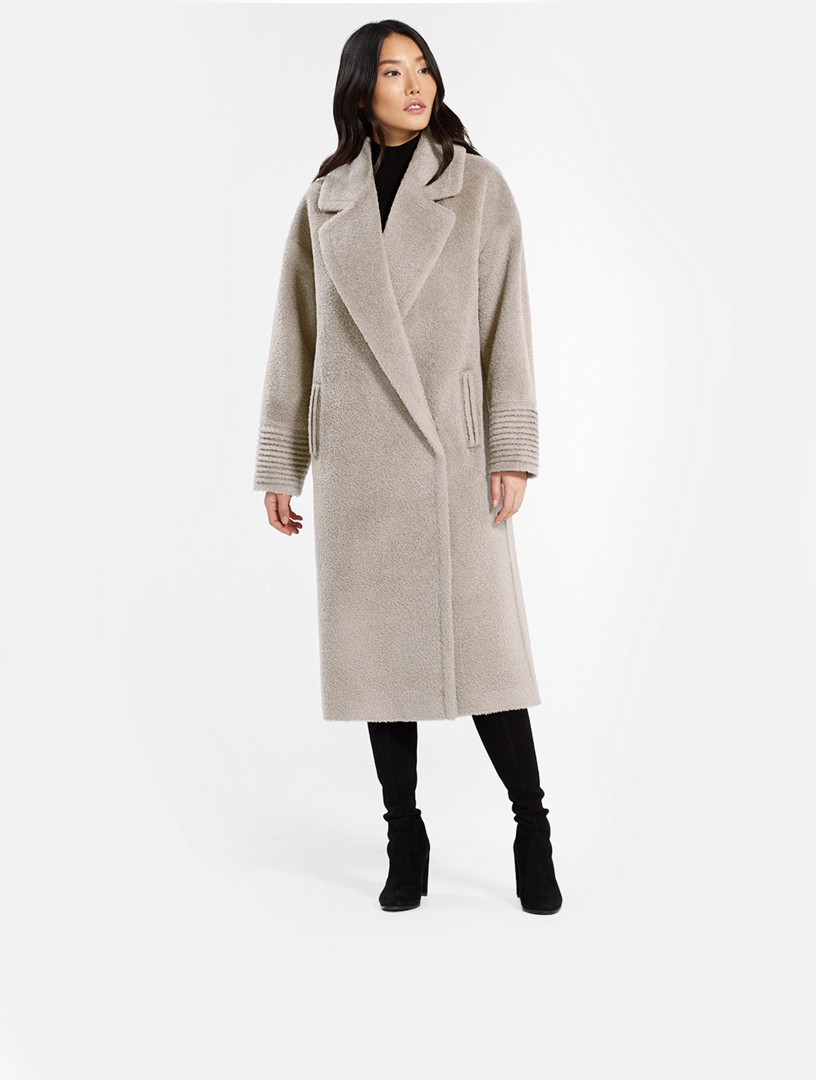 Bouclé Alpaca Oversized Long Coat With Belt