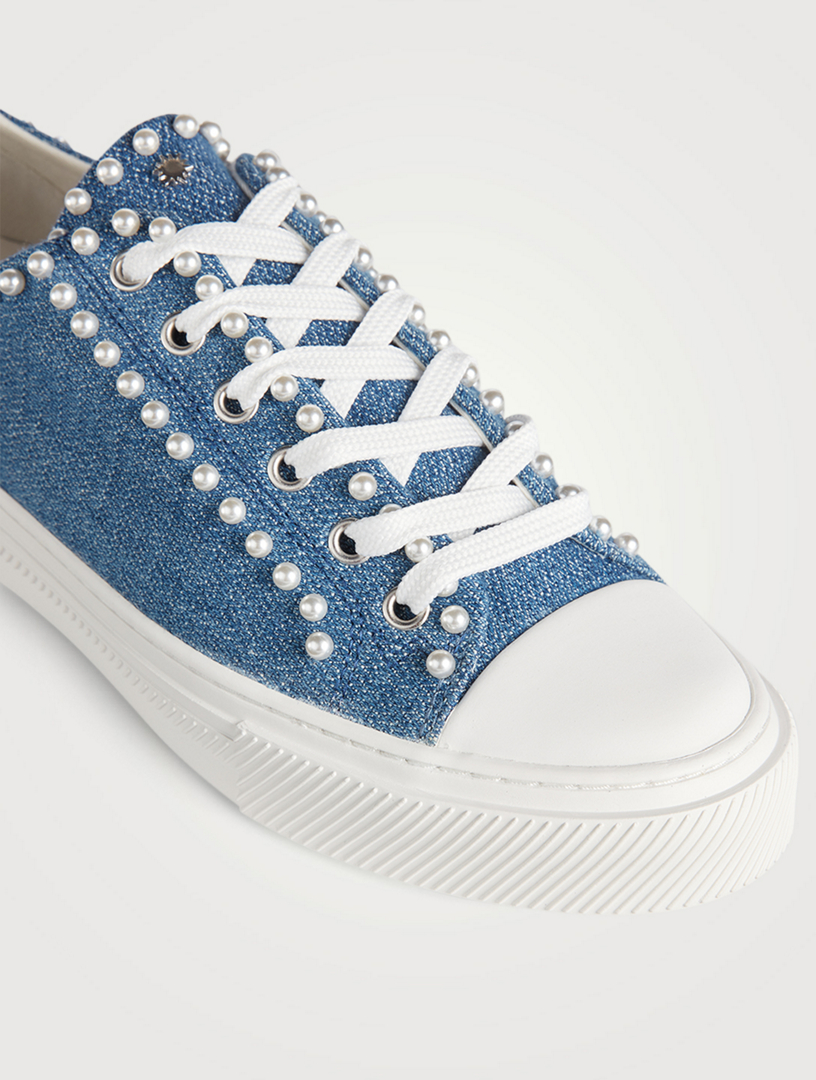 Ollie Denim Sneakers With Pearls