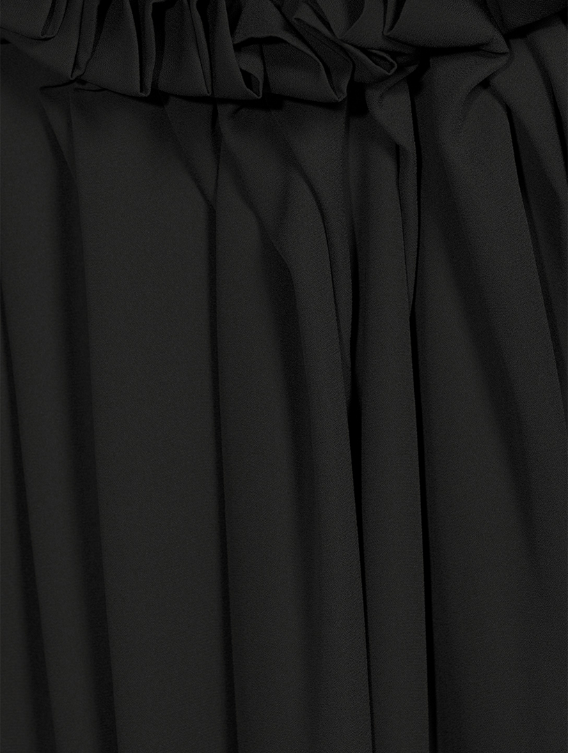 Pleated Georgette Midi Skirt With Gathered Front