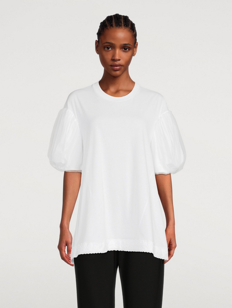 SIMONE ROCHA Embellished A-Line T-Shirt With Tulle Overlay | Holt