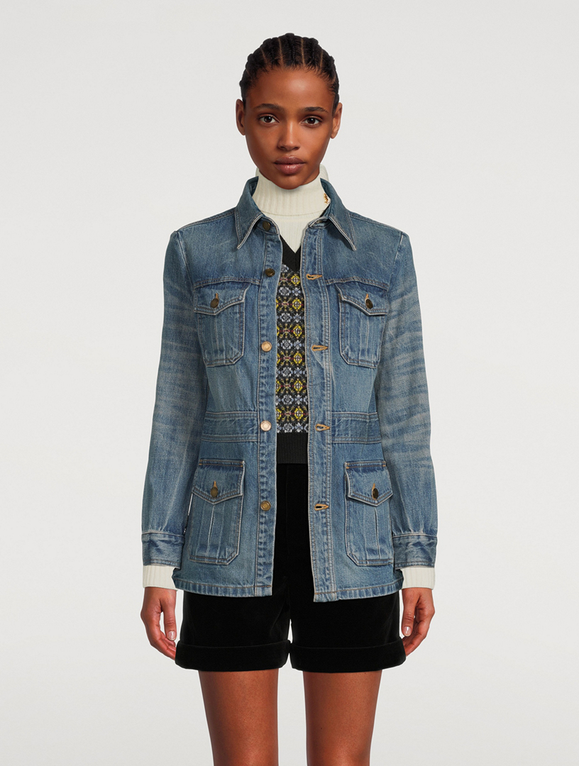 SAINT LAURENT Saharienne Denim Jacket Holt Renfrew