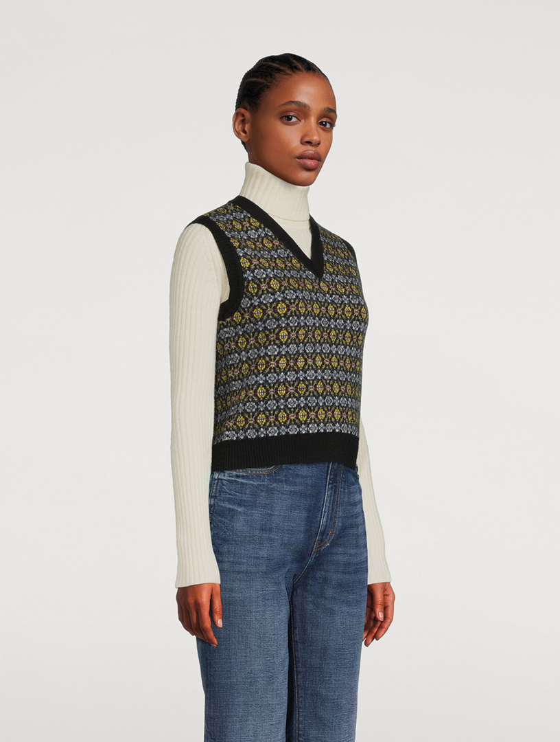 SAINT LAURENT Fairisle Wool Sweater Vest | Holt Renfrew