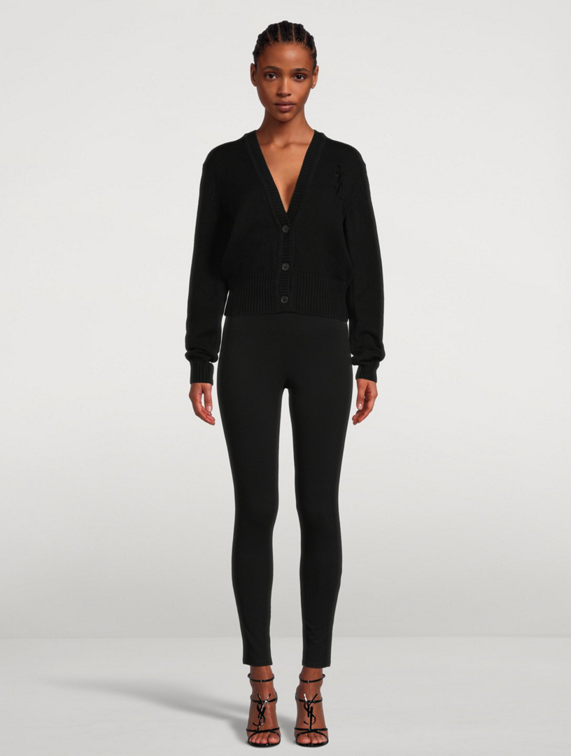 SAINT LAURENT Cashmere Cardigan With Monogram Embroidery | Holt