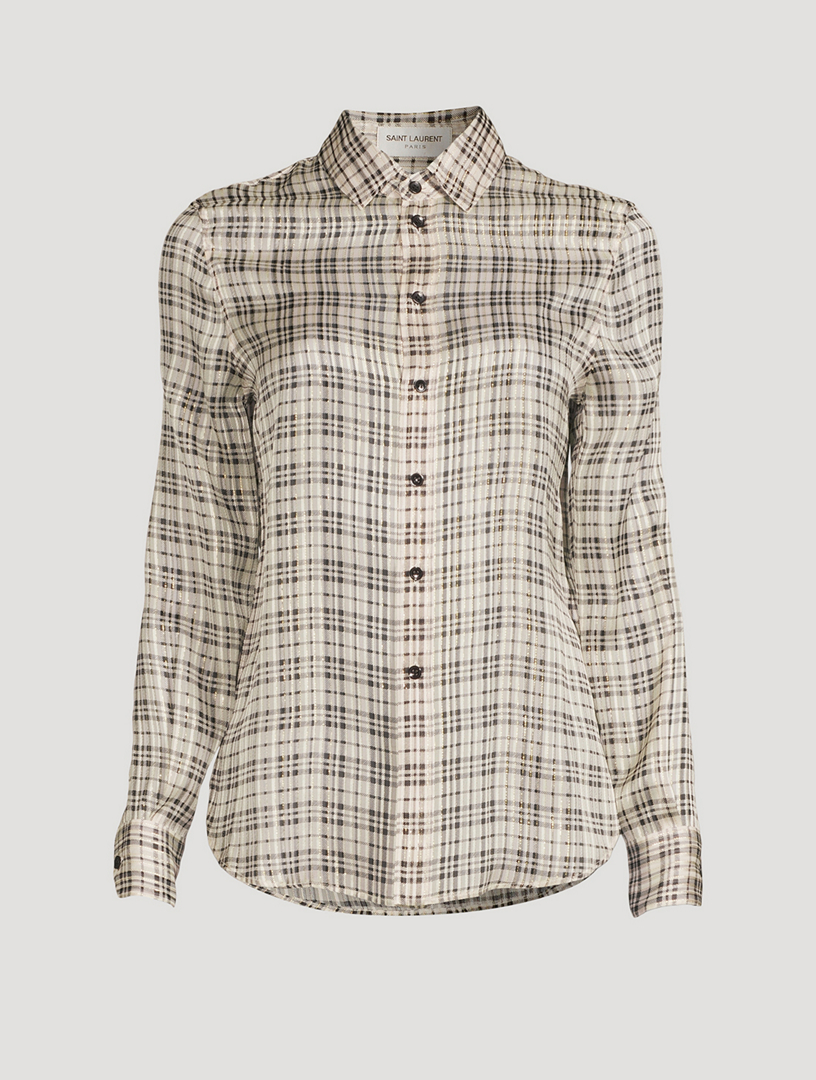 Silk Lurex Shirt Check Print